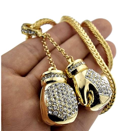 golden boxing glove necklace